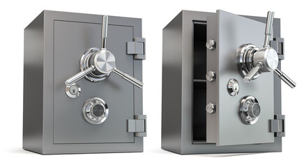 Bank vault safe isolated on white. Security and protection. - obrazy, fototapety, plakaty