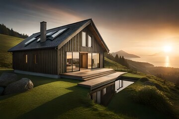 Fototapeta premium house at sunset