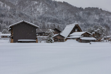 Shirakawa-go,Shirakawa Village,in the winter,World heritage site,Gifu,Japan