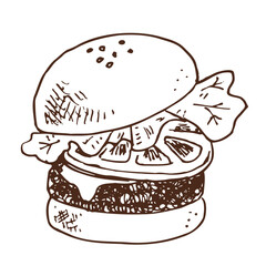 ハンバーガーの手描き風イラスト