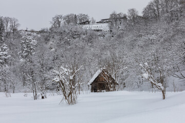 Shirakawa-go,Shirakawa Village,in the winter,World heritage site,Gifu,Japan