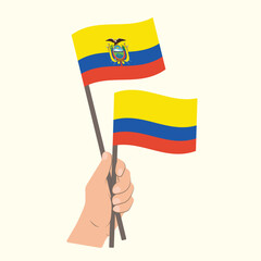 Flags of Ecuador and Colombia, Hand Holding flags