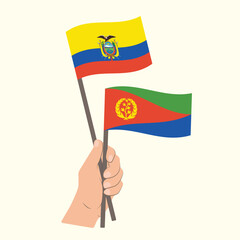 Flags of Ecuador and Eritrea, Hand Holding flags