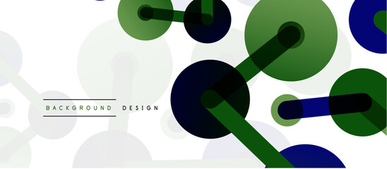 Line points connections geometric abstract background. Circles connected by lines. Trendy techno business template for wallpaper, banner, background or landing
