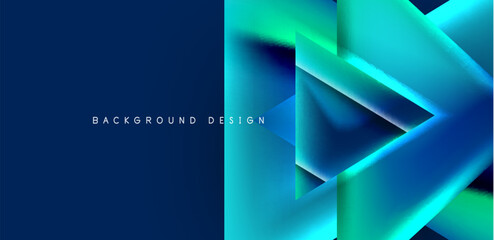 Futuristic triangle vector abstract background with colorful fluid gradients