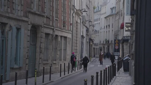 Beautiful Paris, France Alley Street of The rue Saint-Andr&eacute; des Arts