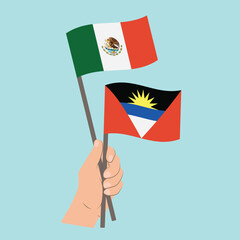 Flags of Mexico and Antigua and Barbuda, Hand Holding flags