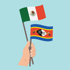 Flags of Mexico and Eswatini, Hand Holding flags