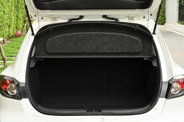 rear view of the car open trunk The exterior of a modern, modern car empty trunk