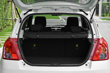 rear view of the car open trunk The exterior of a modern, modern car empty trunk