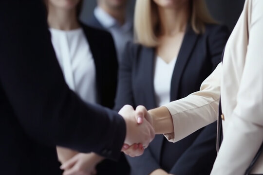 unrecognizable Businesswoman handshake and business people