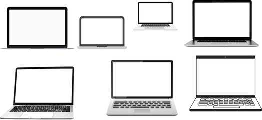 Laptop mockup, individual laptop mockups with transparent background.