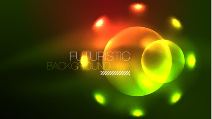 Neon glowing circles, magic energy space light concept, abstract background wallpaper design