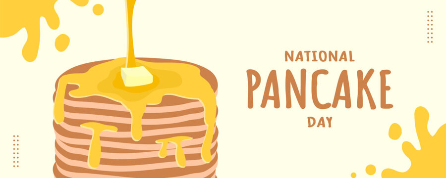 National Pancake Day on 26 September Banner Background. Horizontal Banner Template Design. Vector Illustration