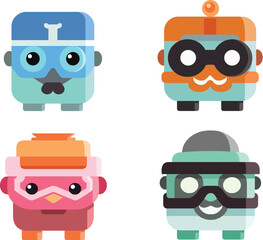 Abstract set of colorful character icons