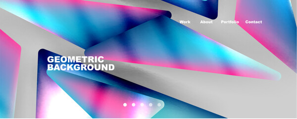 Fototapeta premium Bright colorful triangular shapes abstract background with fluid color effect. Glass, light and shadow effects. Illustration For Wallpaper, Banner, Background, Card, Book Illustration, landing page
