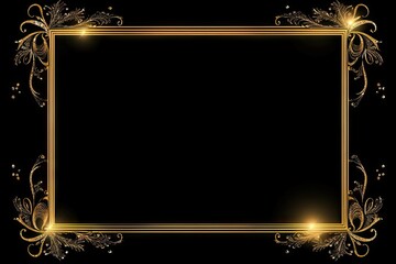 Premium modern vintage golden frame as decorative element on black background for touch of luxury for black friday or christmas Generative AI illustrations