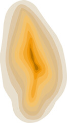 Gradient spot, blob, oval, geode, slice, yellow layered texture. Abstract vector background