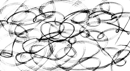 Grunge monochrome texture background spiral swirls. Abstract black vector background