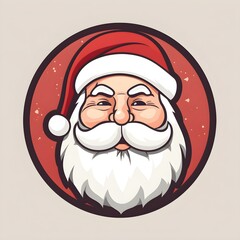 Simple santa logo illustration in circle, ai generated