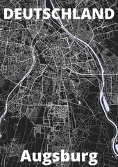 Obraz premium City Augsburg map with streets rivers and lakes germany