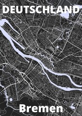 City Bremen map with streets rivers and lakes germany