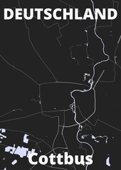 City Cottbus map with streets rivers and lakes germany