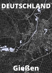 City Gießen map with streets rivers and lakes germany