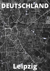City Leipzig map with streets rivers and lakes germany