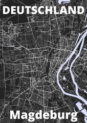 City Magdeburg map with streets rivers and lakes germany