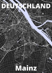 City Mainz map with streets rivers and lakes germany