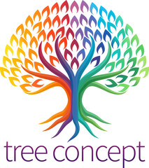 A rainbow tree abstract stylised mutli color concept design icon