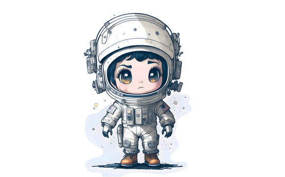 Cute little astronaut girl. Girl astronaut. 