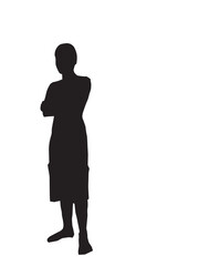 The man stood with his arms crossed and turned to the side.