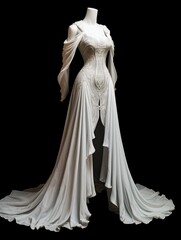 Elegant wedding dress design. Generative AI
