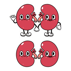Kidneys waving hand character. Vector hand drawn traditional cartoon vintage, retro, kawaii character illustration icon. Isolated on white background. Kidneys character concept