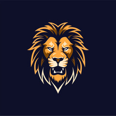 Minimalist lion head logo in vector.