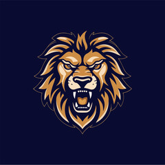 Minimalist lion head logo in vector.