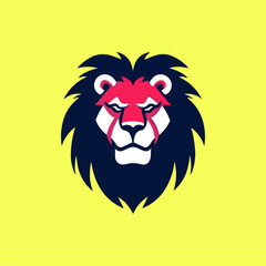 Minimalist lion head logo in vector.
