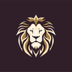Obraz premium Minimalist lion head logo in vector.