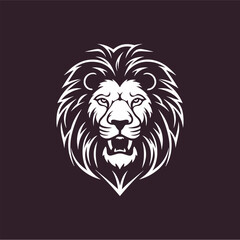 Minimalist lion head logo in vector.