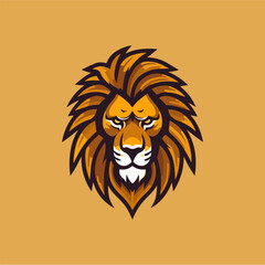 Minimalist lion head logo in vector.