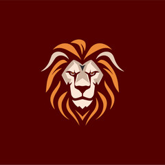 Minimalist lion head logo in vector.