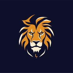 Fototapeta premium Minimalist lion head logo in vector.