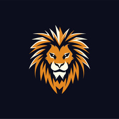 Minimalist lion head logo in vector.