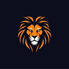 Minimalist lion head logo in vector.