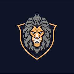 Minimalist lion head logo in vector.