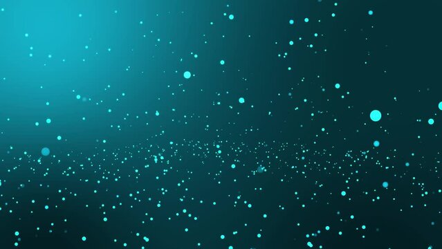 blue colored particles rotate, fall and bounce in the background. Particle effect black/blue background animation.