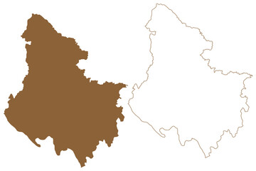 Fototapeta na wymiar Rohrbach district (Republic of Austria or Österreich, Upper Austria or Oberösterreich state) map vector illustration, scribble sketch Bezirk Rohrbach map