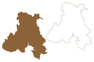 Urfahr-Umgebung district (Republic of Austria or Österreich, Upper Austria or Oberösterreich state) map vector illustration, scribble sketch Bezirk Urfahr Umgebung map